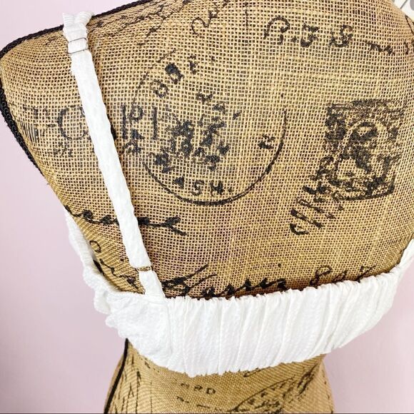 Zara Textured Cotton Linen Blend Smocked Back Crop Top White Large NWT - Picture 9 of 12